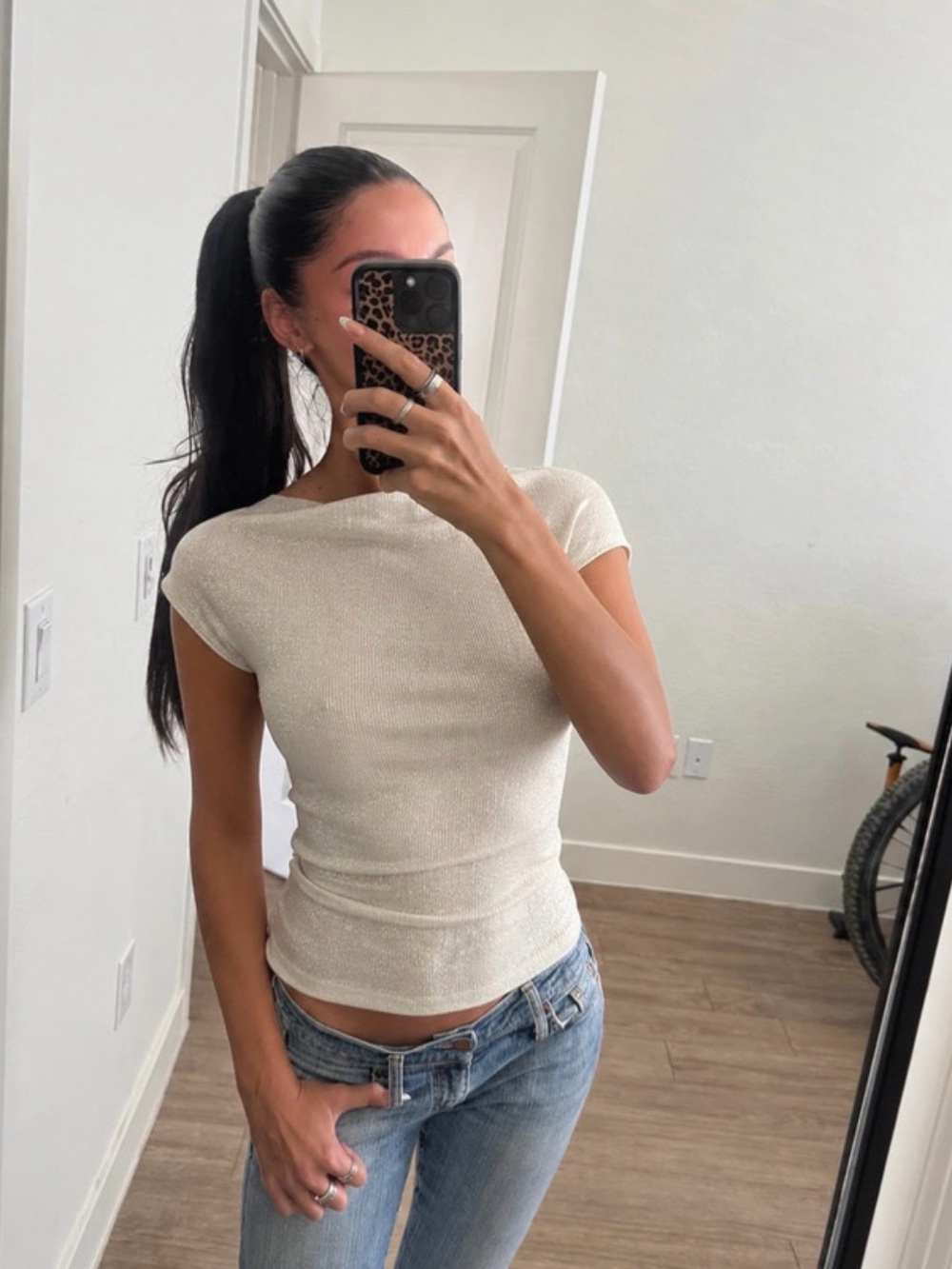 Motel Rocks Nova Boatneck Top In Shimmer Gold